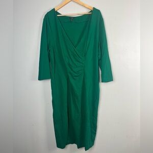 Talbots Kelly green faux wrap midi dress size 20W